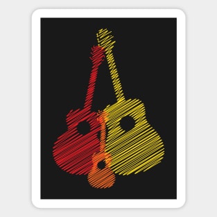 Artistic Acoustic Guitar Design - Guitar Art - Yellow Red Orange Magnet